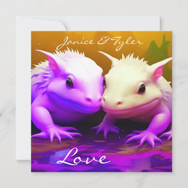 Personalised Cute Axolotl Couple Love AI art (Front)