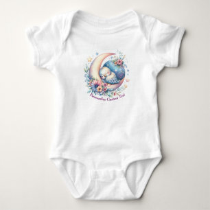 Personalised Cute Baby Bird Sleeping on Moon Bodysuit