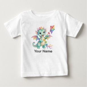 Personalised Cute Baby Dragon Flying Kite Kids T-Shirt
