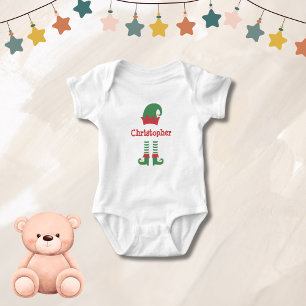 Personalised Cute Baby Elf Christmas Holiday Baby Bodysuit