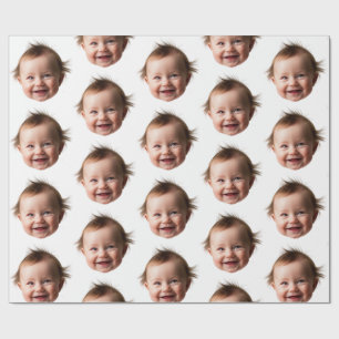 Personalised Cute Baby Face Photo Mum Dad birthday Wrapping Paper