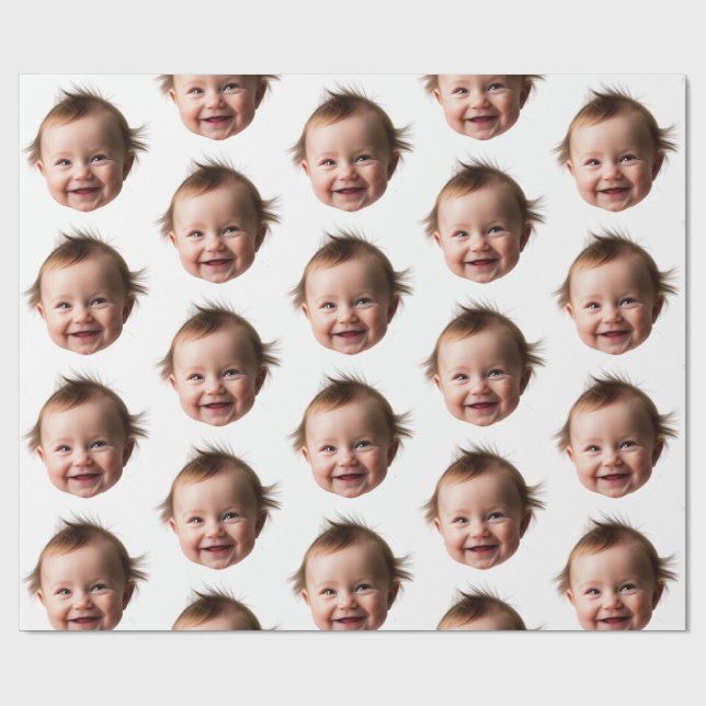 Personalised Cute Baby Face Photo Mum Dad birthday Wrapping Paper (Flat)
