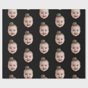 Personalised Cute Baby Face Photo Mum Dad birthday Wrapping Paper