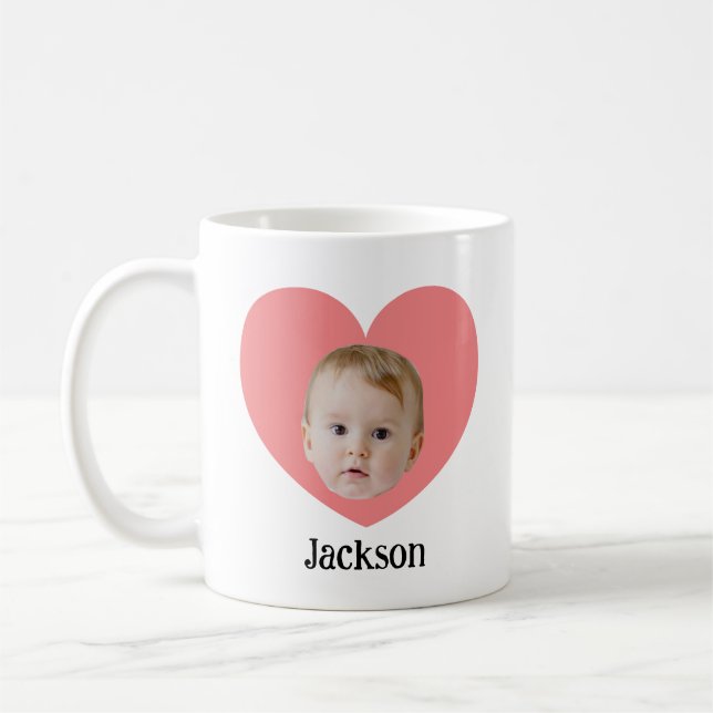 Personalised Cute Baby Face With Heart Mug (Left)