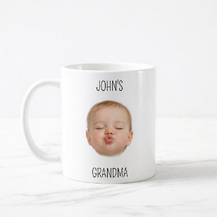 Personalised Cute Baby Kiss Face Grandma Photo Coffee Mug