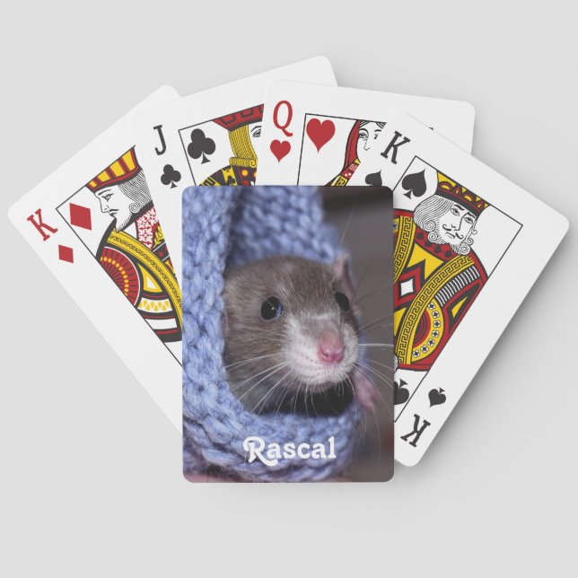 Personalised Cute Baby Pet Rat Playing Cards (Back)