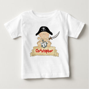 Personalised Cute Baby Pirate Boys Baby T-Shirt