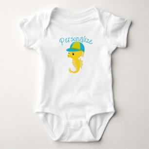 Personalised Cute Baby Seahorse Baby Shower Gift Bodysuit