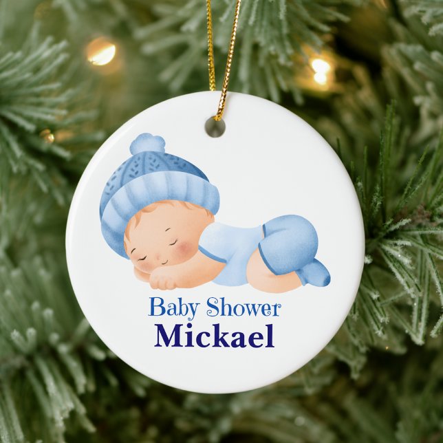 Personalised Cute Baby Shower  Ceramic Ornament (Creator Uploaded)