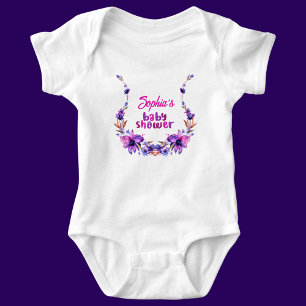Personalised Cute Baby Shower Floral Pattern Baby Bodysuit