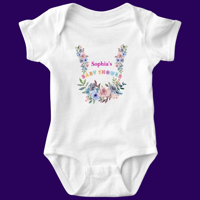 Personalised Cute Baby Shower Floral Pattern Baby Bodysuit (Creator Uploaded)