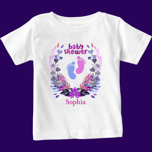 Personalised Cute Baby Shower Floral Pattern Baby T-Shirt
