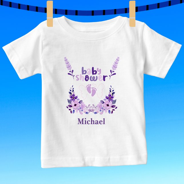 Personalised Cute Baby Shower Floral Pattern Baby T-Shirt (Creator Uploaded)