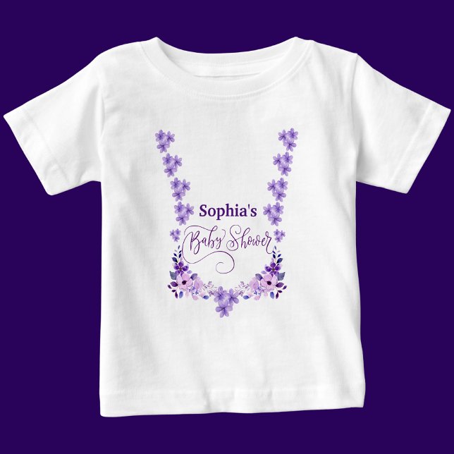 Personalised Cute Baby Shower Floral Pattern Baby T-Shirt (Creator Uploaded)