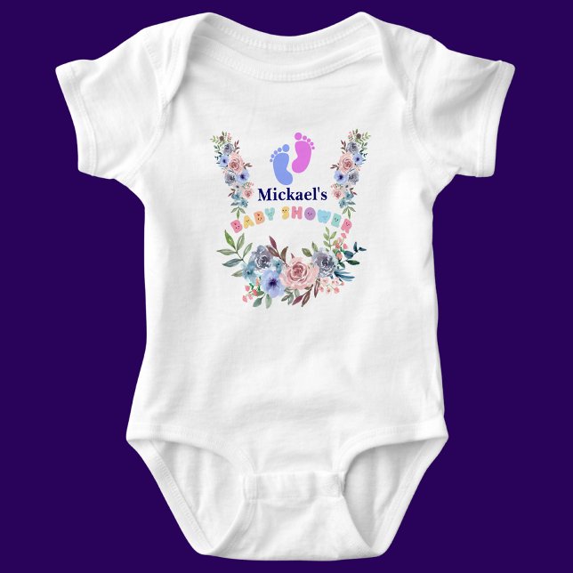 Personalised Cute Baby Shower Floral Pattern Bodysuit (Creator Uploaded)