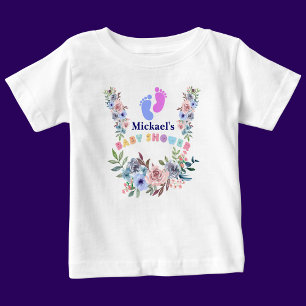 Personalised Cute Baby Shower Floral Pattern T-Shirt