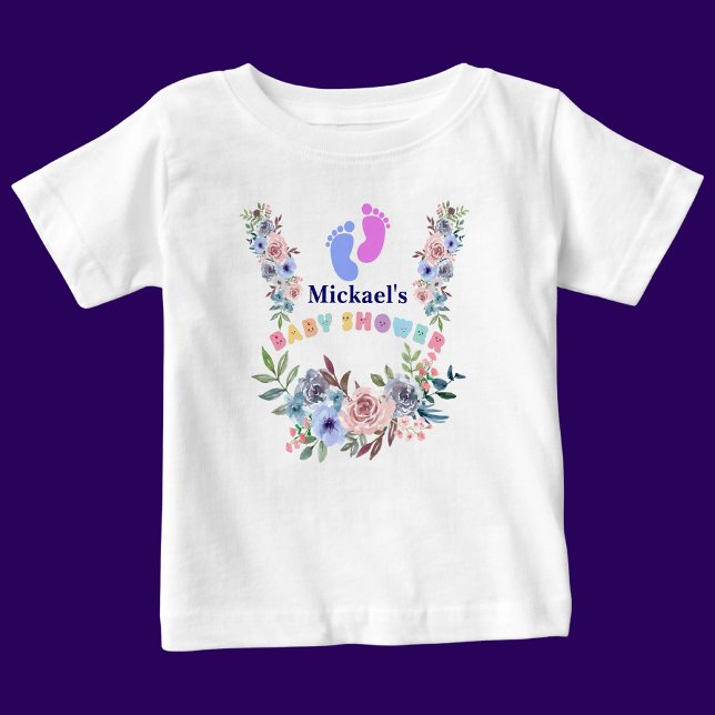 Personalised Cute Baby Shower Floral Pattern T-Shirt (Creator Uploaded)