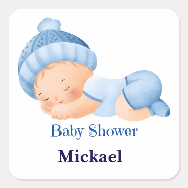 Personalised Cute Baby Shower  Square Sticker (Front)
