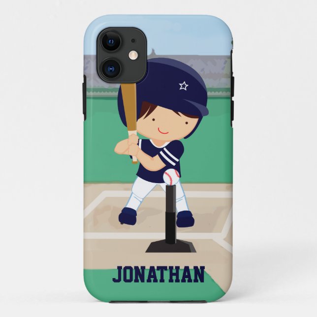 Personalised Cute Baseball cartoon player Case-Mate iPhone Case (Back)