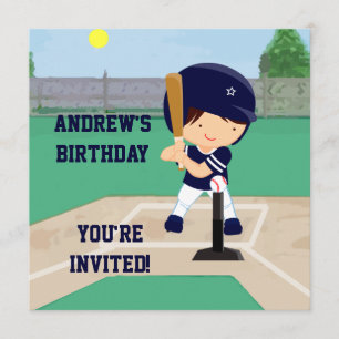 Personalised Cute Baseball cartoon player Invitation