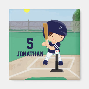 Personalised Cute Baseball cartoon player Magnet