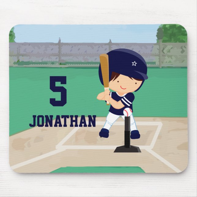 Personalised Cute Baseball cartoon player Mouse Pad (Front)