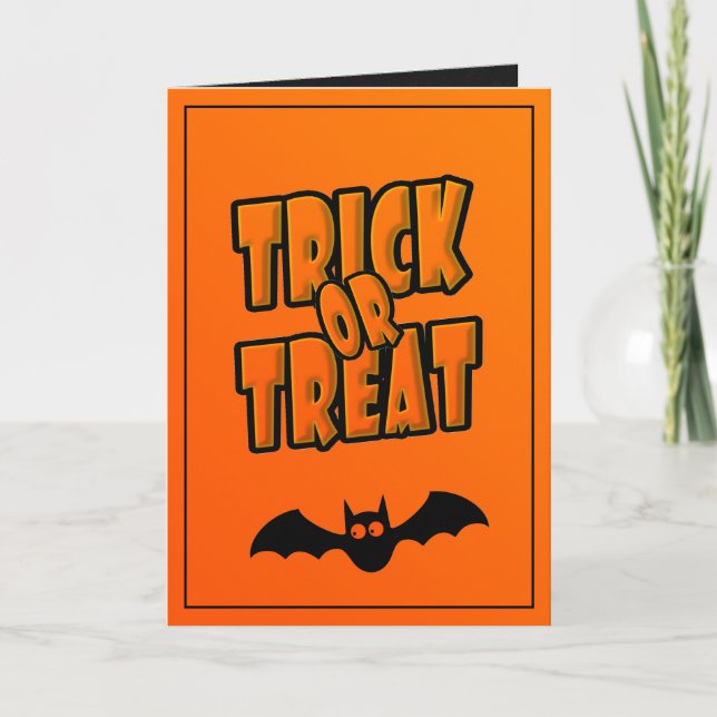 Personalised | Cute Bat Trick or Treat Greetings Card (Front)
