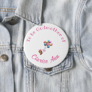 Personalised Cute Bear and Balloons 10 Cm Round Badge