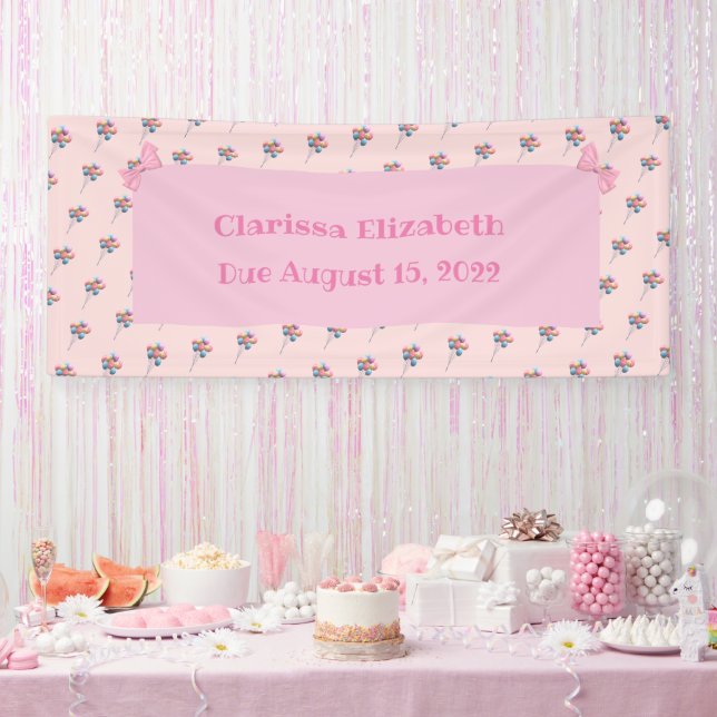 Personalised Cute Bear and Balloons    Banner (Party)