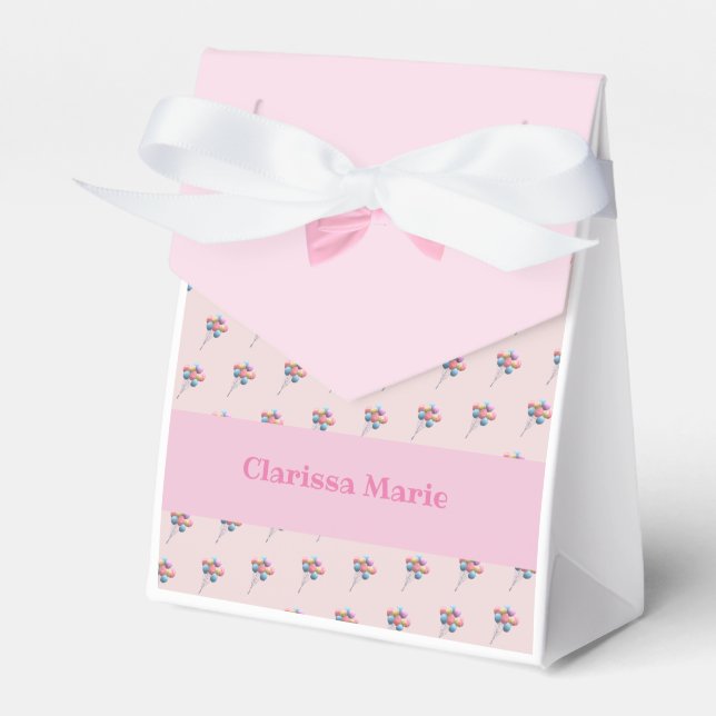 Personalised Cute Bear and Balloons   Favour Box (Front Side)