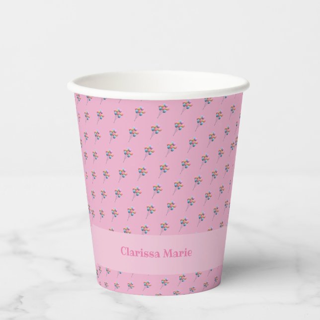 Personalised Cute Bear and Balloons Paper cup (Front)