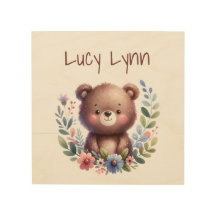 Personalised Cute Bear Cub Nursery Wall Art