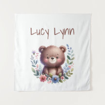 Personalised Cute Bear Cub Nursery Wall Art