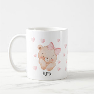 Personalised Cute Bear Mug with Hearts