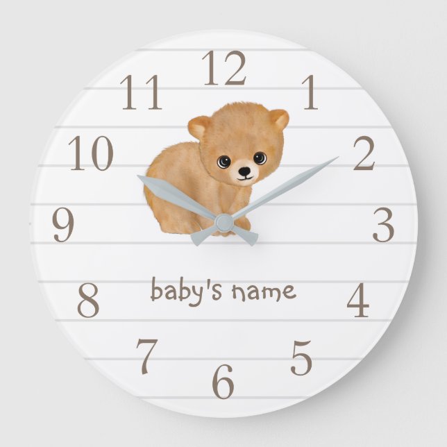 Personalised Cute Bear Nursery Wall Clock (Front)