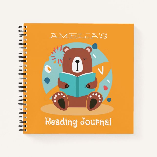 Personalised Cute Bear Reading Journal (Front)