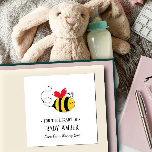 Personalised Cute Bee Baby Bookplate Sticker  (Creator Uploaded)