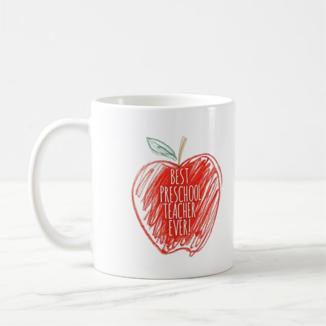 Personalised Cute Best Preschool Teacher Ever  Coffee Mug (Left)