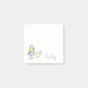 Personalised Cute Bird Botanical Post-it Notes