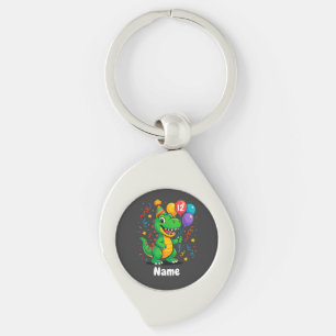 Personalised Cute Birthday Dino Kids Key Ring