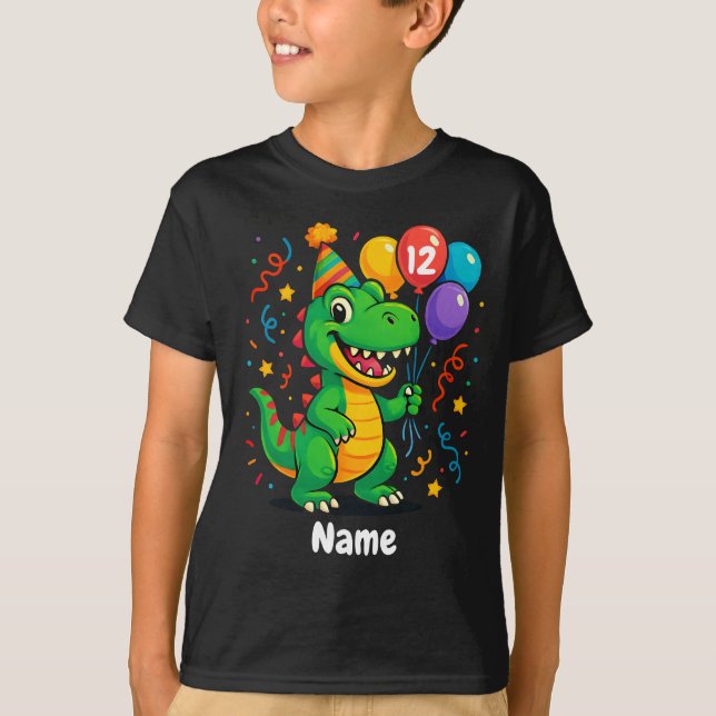 Personalised Cute Birthday Dino Kids  T-Shirt (Front)