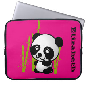 Personalised Cute black and white happy panda bear Laptop Sleeve