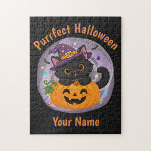 Personalised Cute Black Cat Halloween Puzzle