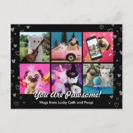 Personalised Cute Black Hearts Photo Modern Postcard