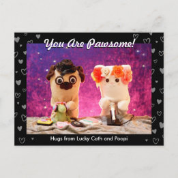 Personalised Cute Black Hearts Photo Modern Postcard