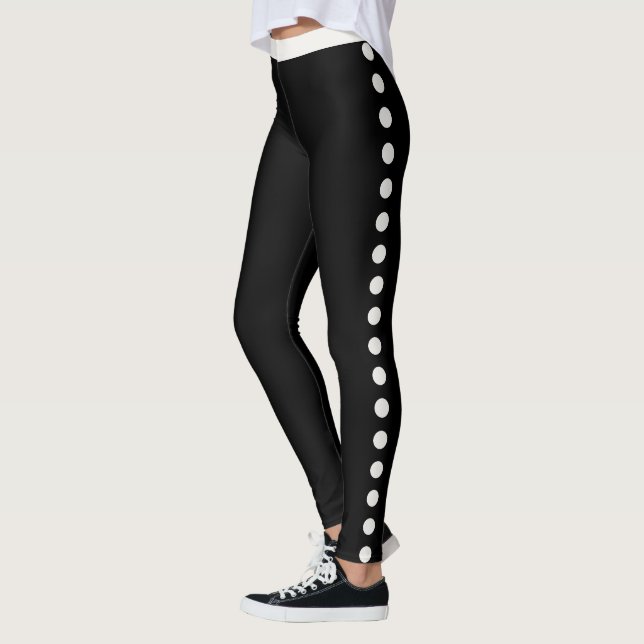 Personalised Cute Black Neutral Polka Dot Pattern Leggings (Left)