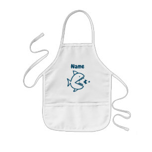 Personalised Cute Blue Shark Fun Kids Apron