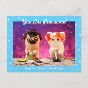 Personalised Cute Blue Stylish Hearts Photo Postcard