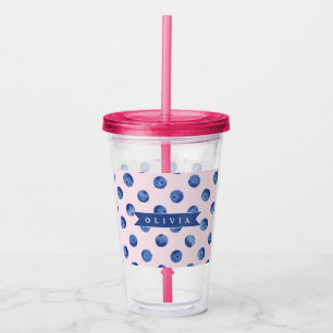Personalised Cute Blueberry Watercolor Gift Name Acrylic Tumbler
