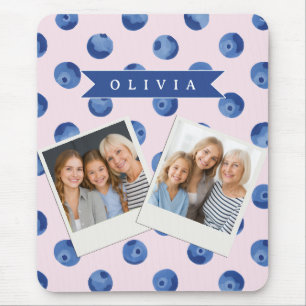 Personalised Cute Blueberry Watercolor Gift Name Mouse Pad